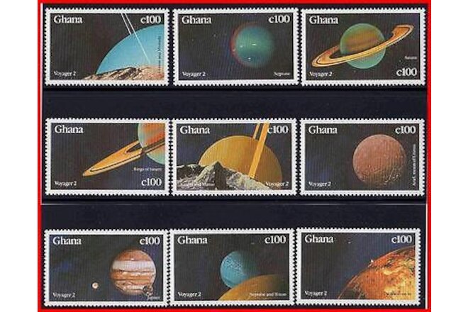 GHANA 1990 SOLAR SYSTEM - PLANETS (9 STAMPS SET)  MNH SPACE ASTRONOMY  watching?