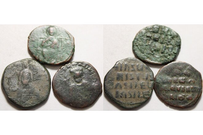 Lot 3 Genuine ancient BYZANTINE coins follis Constantine X/Nicephorus II Phocas