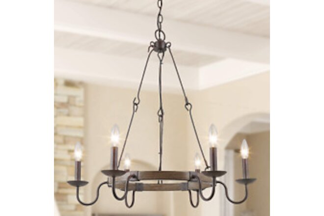 Rustic French Country Chandelier Wagon Wheel Hanging Island Lighting for Kitchen