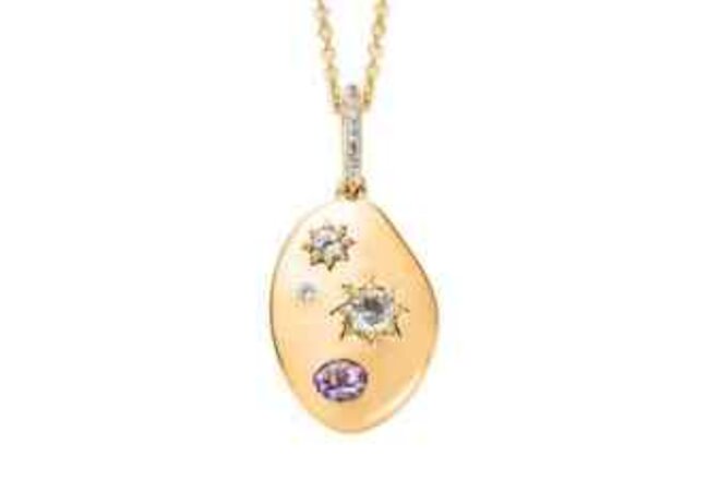 925 Silver Natural Skyblue Topaz Pink Amethyst Pendant Necklace Size 20" Ct 1.1
