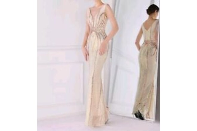 Champagne And Gold Sequined Gown