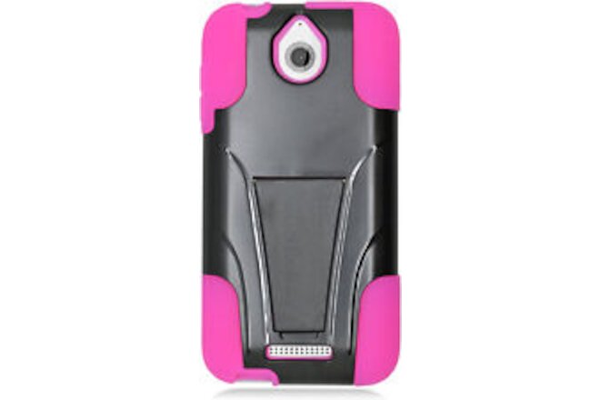 Hybrid Protective Case with Stand for HTC Desire 510 - Hot Pink/Black