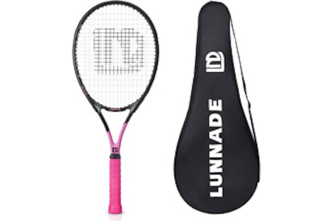 LUNNADE Adults Tennis Racket 27 Inch, Shockproof Carbon Fiber Tennis Racquet Lig