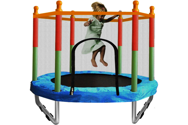 Toddler Trampoline with Enclosure Safety Net, 55" Small Trampoline for Kids Ages