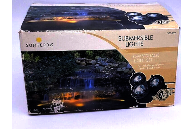 NEW Sunterra 300209 Submersible Lights Low-Voltage Transformer Color Lens 3 Pack