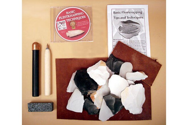 Deluxe Flint Knapping Kit - Copper Billet, Flaker, Pad, DVD, and Stone Included