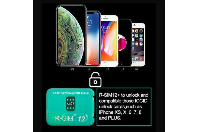 RSIM 12+ New 2019 Nano Unlock Card fits iPhone Xs/X/8/7/6/6s/5S 4G iOS 12 13 Lot