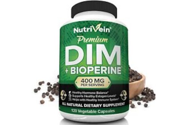 DIM Supplement 400mg Diindolylmethane Plus Bioperine - Maintain Hormone Balan...