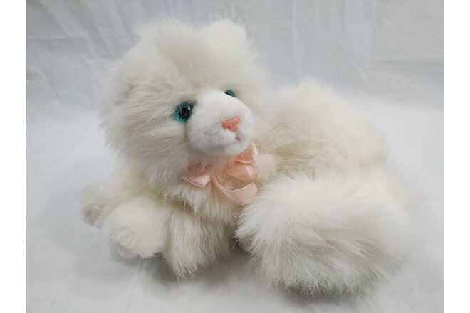 Russ Berrie Kitty Cat White Plush Stuffed Toy Caress Soft Pets 12" Nikki
