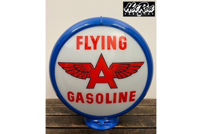 FLYING "A" GASOLINE White Reproduction 13.5" Gas Pump Globe - (Blue Body)