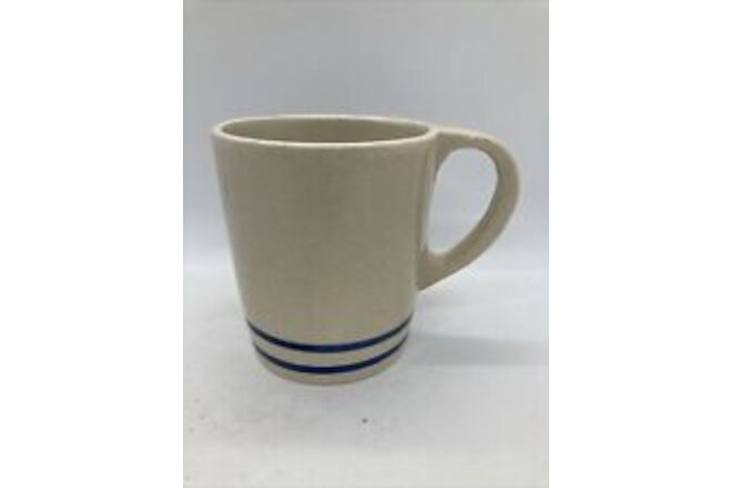 RRP Co Roseville Ohio USA Blue Stripe Stoneware Crock Coffee Mug/Cup