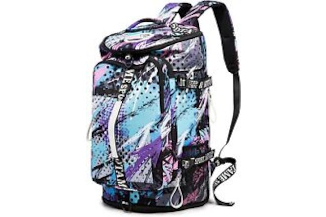 Gym Duffle Bag Backpack with Shoe Compartment,4 ways Travel Graffiti