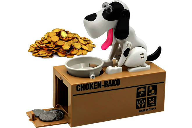 Hungry Dog Piggy Bank, Cute Dogs Steals Coins like Magic Coin Munching T