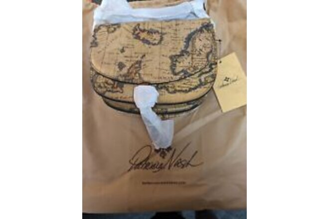 Patricia Nash BRINLEE Leather Saddle Crossbody Bag with Tassel European Map
