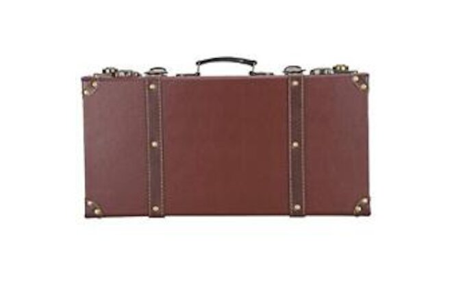 Wooden Antique Suitcase, Vintage Decor Trunk Case with Handle Shelf Showcase