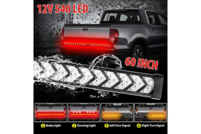 60" 540 LED Truck Strip Tailgate Light Bar Brake Flowing Turn Signal
