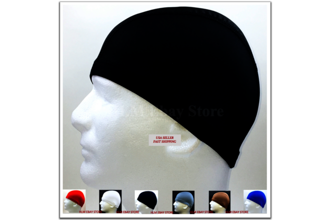 Spandex Dome Cap Helmet Liner FootBall Biker Beanie Hat Head Black *Please Read*