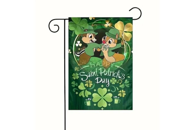 Chip and Dale Disney Garden Flag St Patrick's Day Ireland Irish Decor Heavy Duty