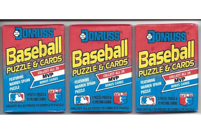 3 - 1989 Donruss Baseball Vintage Wax Packs  Try to get a Ken Griffey Jr. Rookie