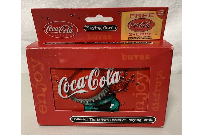 NEW Vintage Coca-Cola Playing Cards (2 Decks) In Tin by BICYCLE