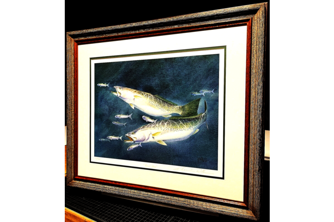Ronnie Wells Trout Run Lithograph Speckled Trout Mint - Brand New Sporting Frame