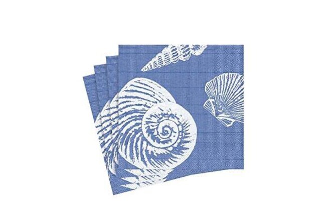 Shells Paper Cocktail Napkins in Ocean Blue - Two Packs of 20