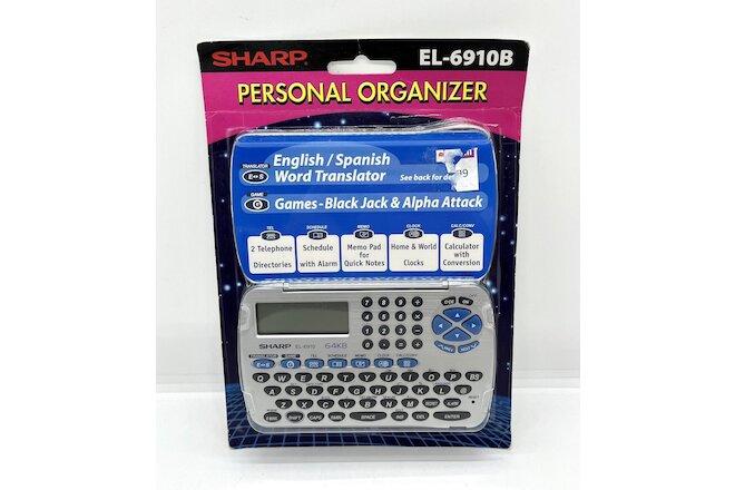 NIB Sharp Electronic Personal Organizer EL-6910B 64 KB Spanish Word Translator
