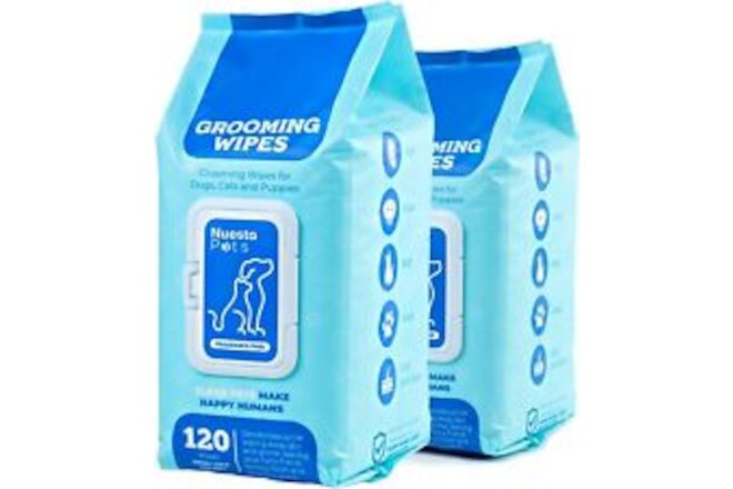 Nuesta Pets Hypoallergenic Pet Wipes - Deodorizing No Bath Cleaning for Dogs & P