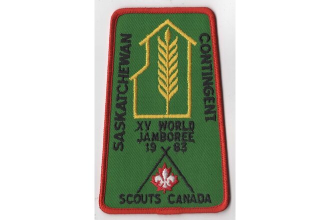 1983 Scouts Canada Saskatchewan Contingent World Jamboree Boy Scout Patch RED Bd