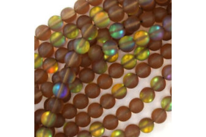 Matte Brown Mystic Aura Quartz Round Beads Gemstone 15" Strand 6mm 8mm 10mm