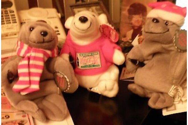 Coca-Cola Plush Bear and two Seals "the Collection Classic" 1997 n 1998