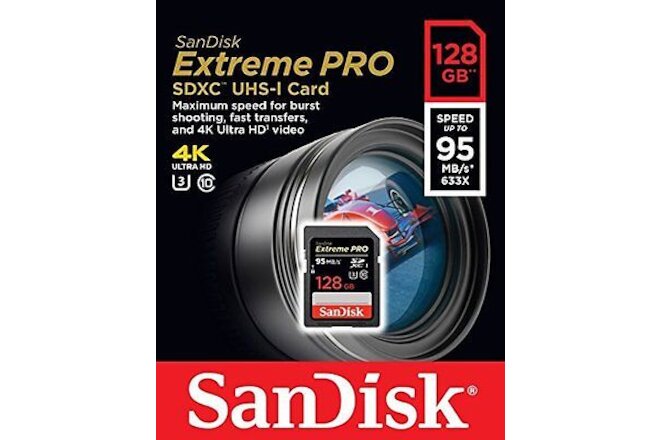 SanDisk 128GB Extreme PRO SDXC UHS-I C10,U3,V30,4K UHD,SD Card-SDSDXXY-128G NEW