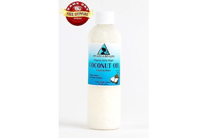 COCONUT OIL EXTRA VIRGIN UNREFINED ORGANIC CARRIER COLD PRESSED RAW PURE 4 OZ