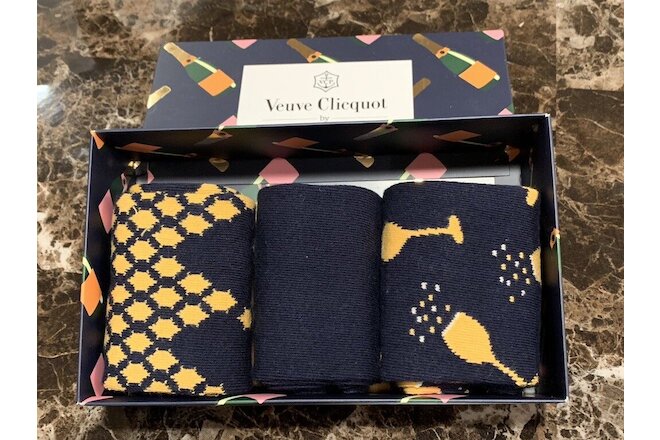 New VEUVE CLICQUOT VCP Happy Socks 3 PAIR Set LIMITED EDITION RARE SIZE 4-7