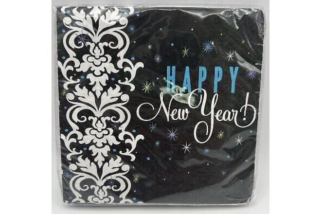 Elegant New Year's Eve Holiday Black Cocktail Party Paper Beverage Napkins