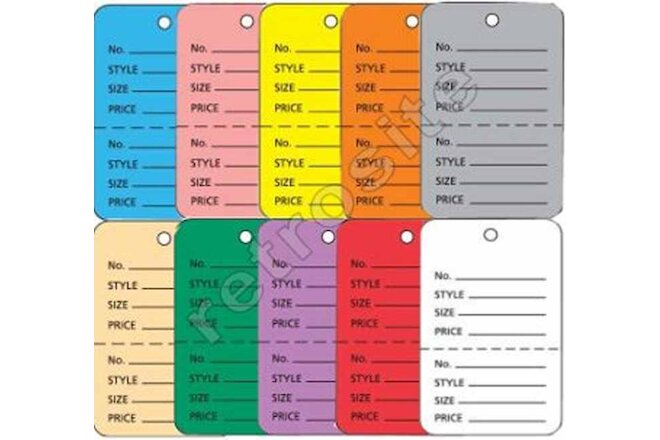 Merchandise Coupon Price Tags without Strings Unstrung Perforated Colors-Sizes