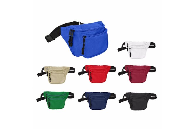 DALIX Fanny Pack with 3 Pockets Blue Black Maroon Travel Waist Pouch Adjustable