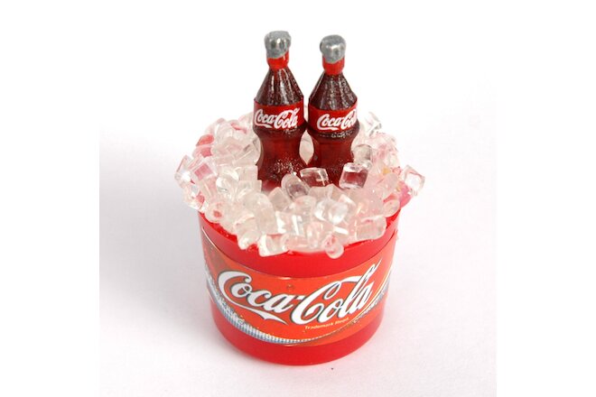 COKE Fridge Magnet Soda Miniature 2 Bottles on Ice Bucket Dollhouse