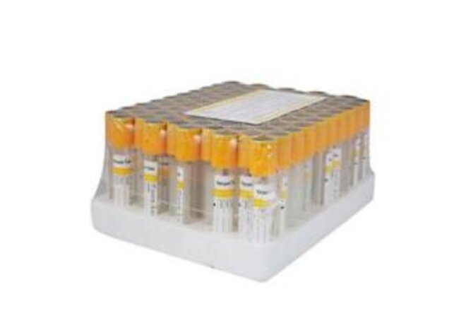 100 Yellow Gel Activator Blood Collection Tubes - Sterile Glass Lab Medical Use