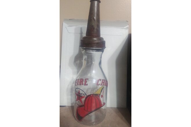 Texaco Fire Chief Gasoline Oil Bottle with Master Metal Spout One Quart