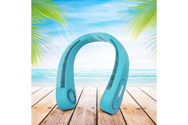 Mainstays Rechargeable Portable Neck Fan for Outdoor Teal