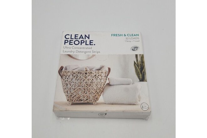 Clean People Laundry Detergent Sheets 32 Plant-Based Fresh & Clean New