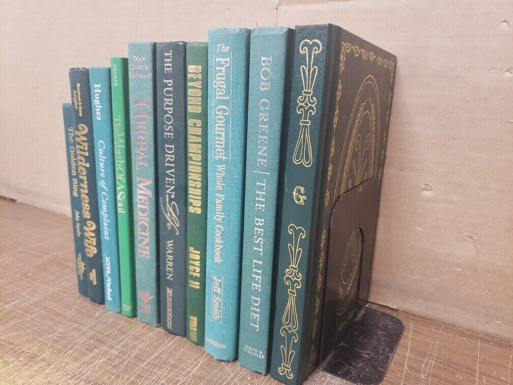 Lot of 6 Hardcover GREEN Shades Books for Staging Prop Decor Gold Silver Lettrng Без бренда - фотография #3