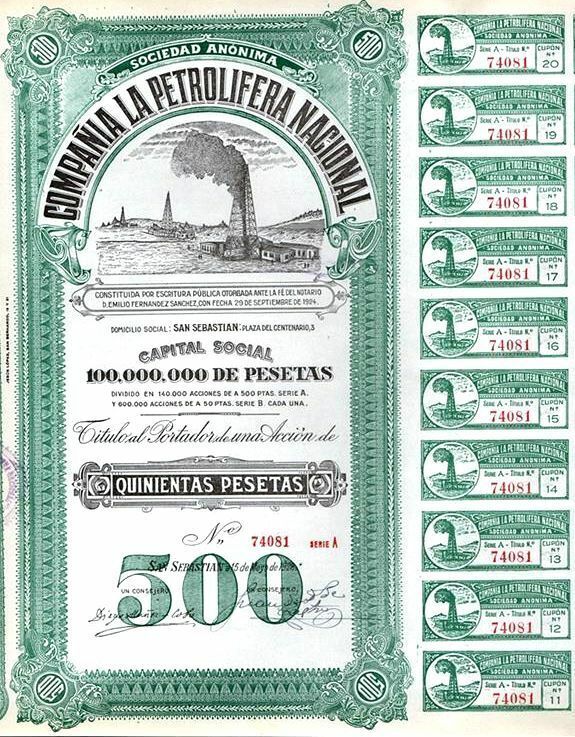 LOT(S) of 4 RARE 1928 SAN SEBASTIAN SPAIN OIL BONDS w COUPONS! RETAIL $50 EACH!! Без бренда - фотография #2
