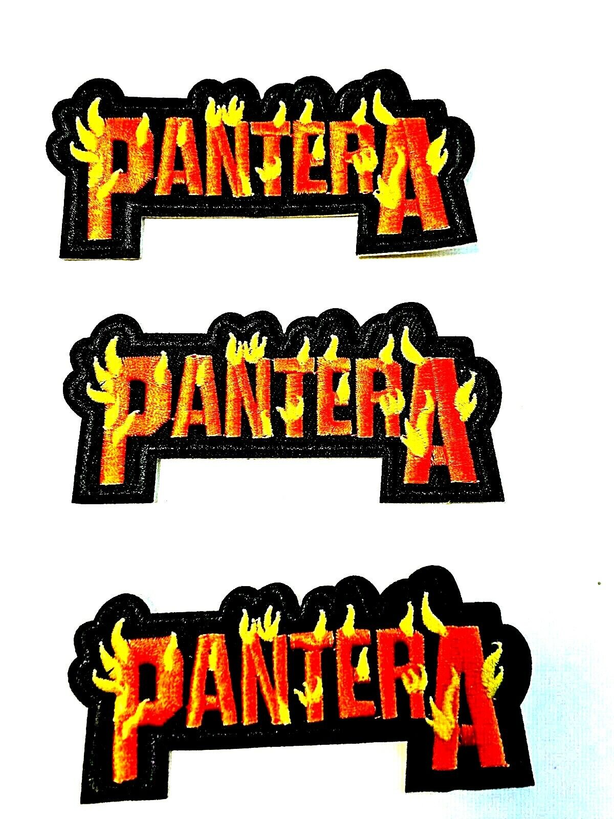  Pantera Patch Embroidered, Iron On, Mint, New, 4" X 2", Flame Set of  3 Без бренда