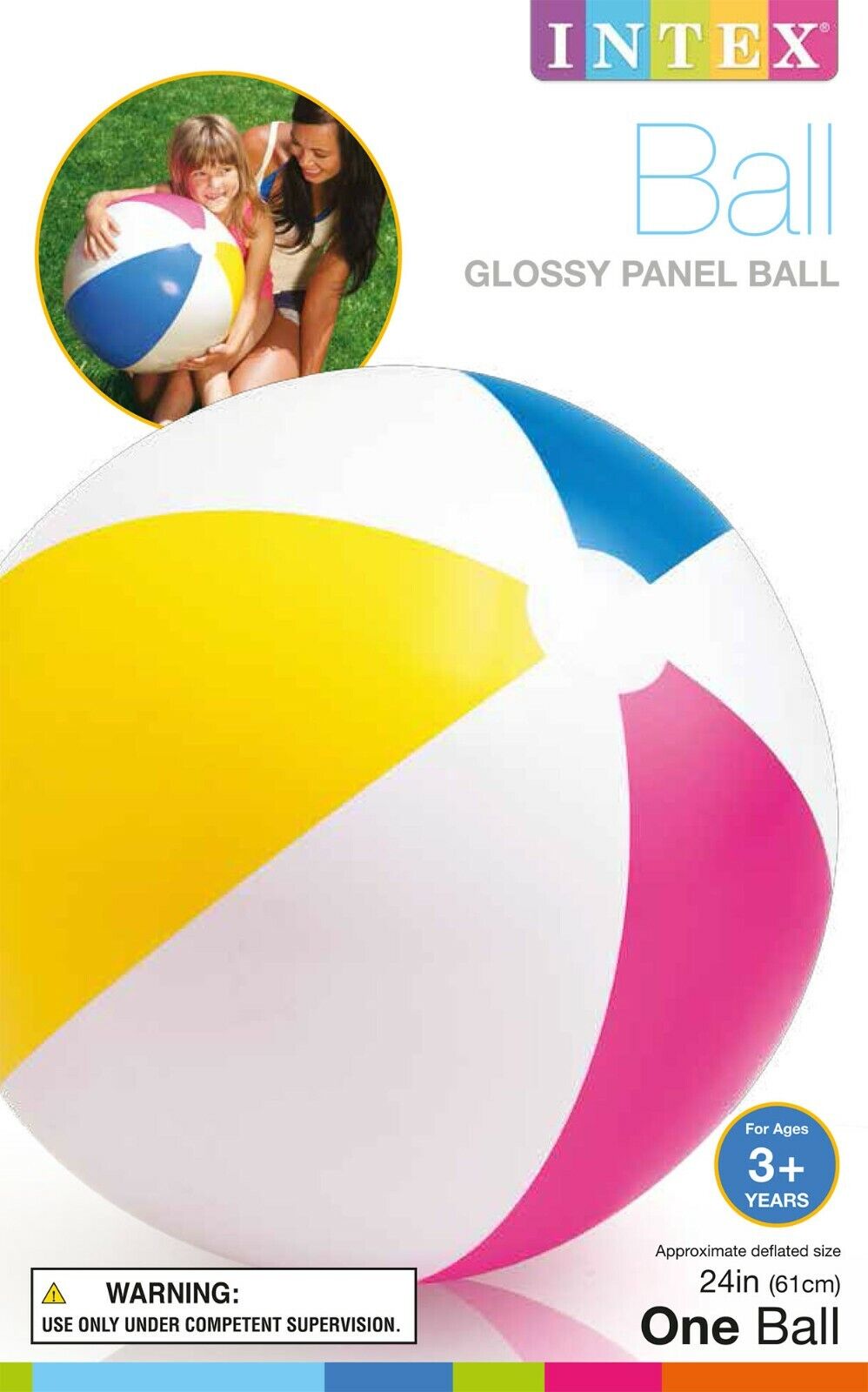 Intex Glossy Panel 24in Multi Color Beach Ball (Pack of 2 Balls), Free Shipping Intex 59030EP - фотография #3