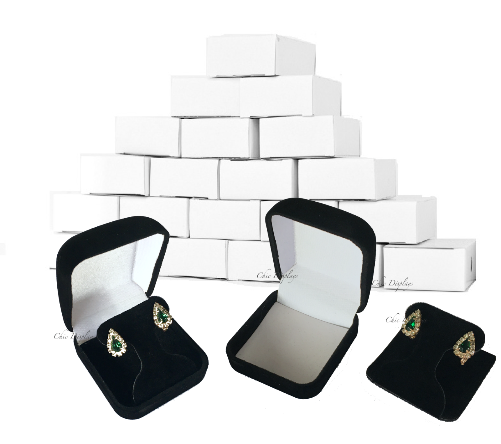 12pc Black Velvet Earring Gift Boxes for Earring Jewelry Gift Box for T-Earring Unbranded