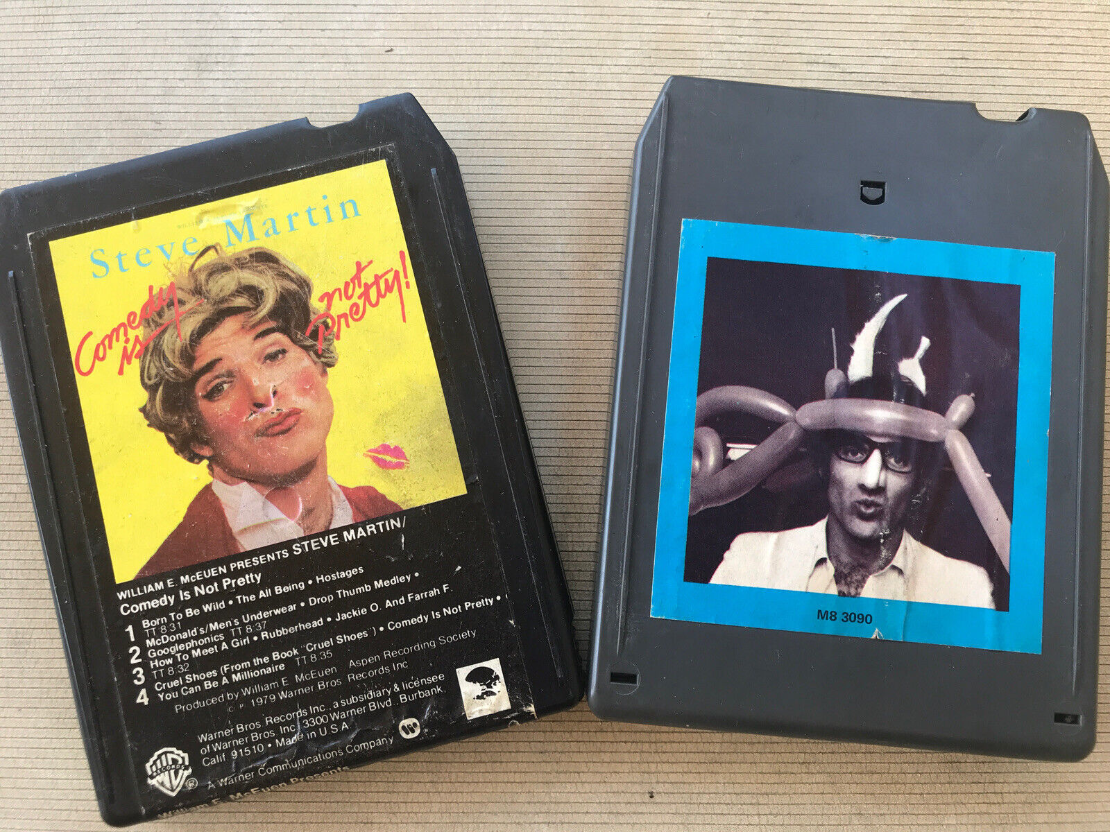 Lot (2) 8 Track Tapes by Steve Martin - Comedy Is Not Pretty & Let's Get Small Без бренда