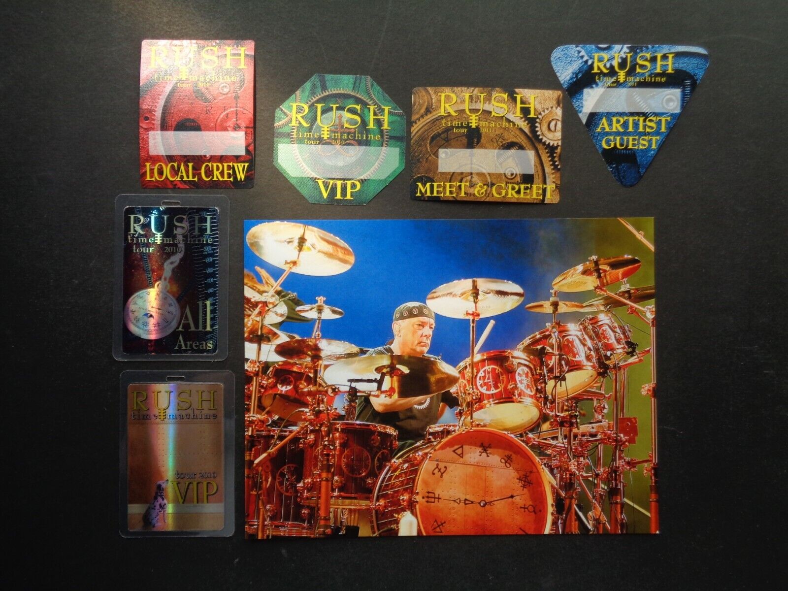 RUSH,Color Promo Photo,6 Original Backstage Passes,"Time Machine" tour Без бренда