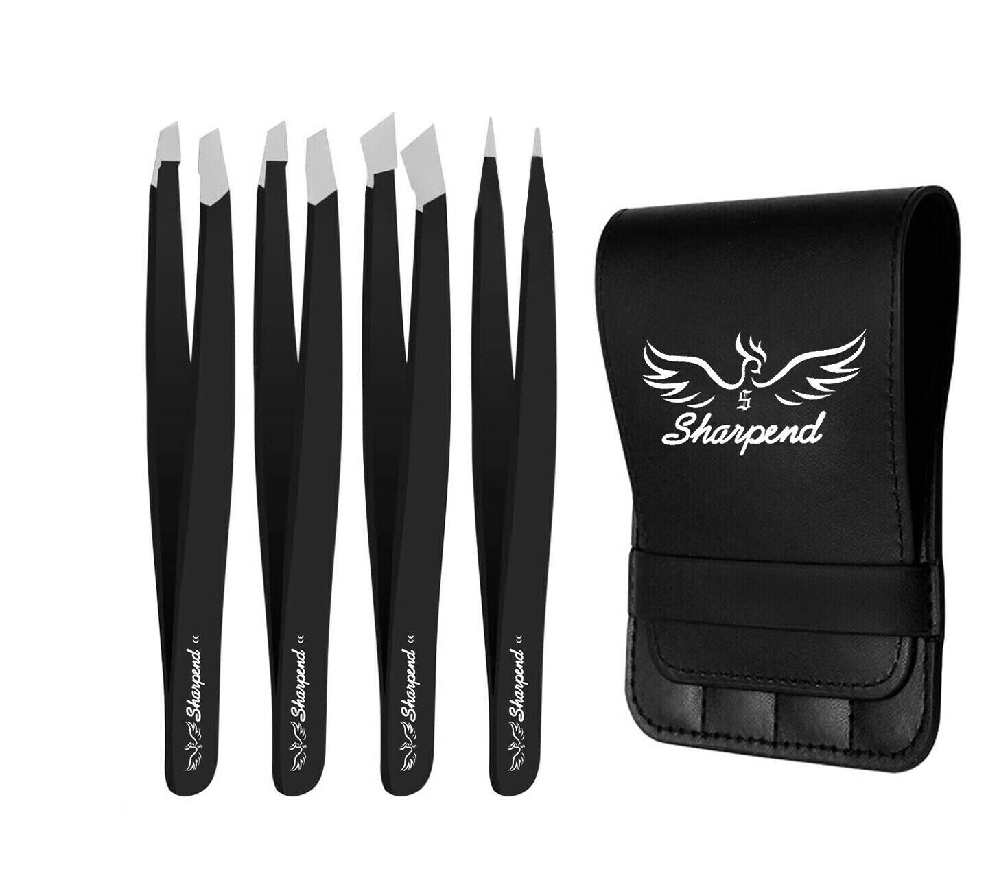 SHARPEND Tweezers Set 4-Piece Professional Stainless Eyebrow Hair Pluckers +Case SHARPEND DOES NOT APPLY - фотография #10